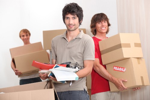 Packed boxes and furniture ready for a Belsizepark van move