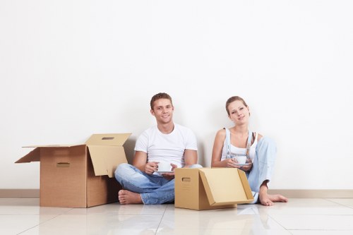 Boxes and wrapping materials used for packing services in Belsizepark