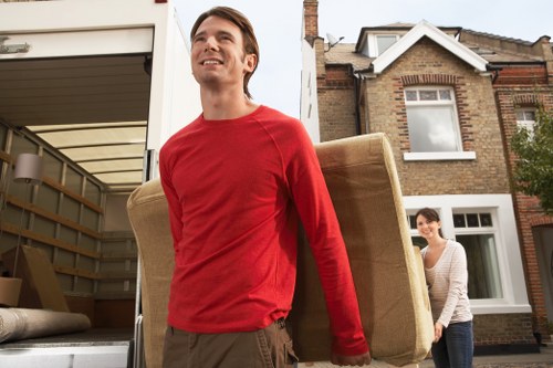 Loaded moving van prepared for transport in Belsizepark